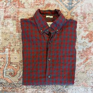 J. Crew Red and Gray Gingham Button Down Shirt, Slim Fit and Men’s Size M